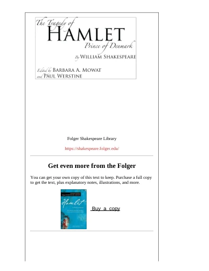 Rewritten Hamlet, first page