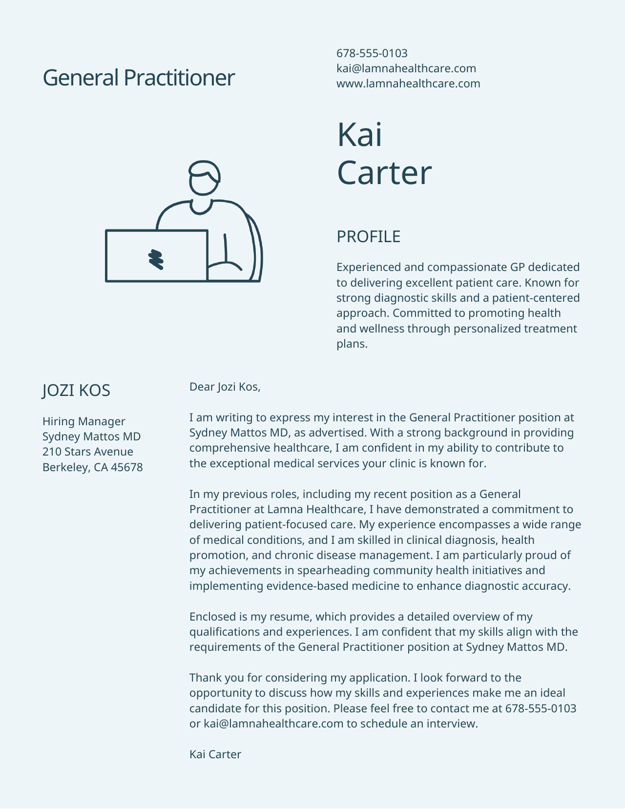 A professional application letter before translation