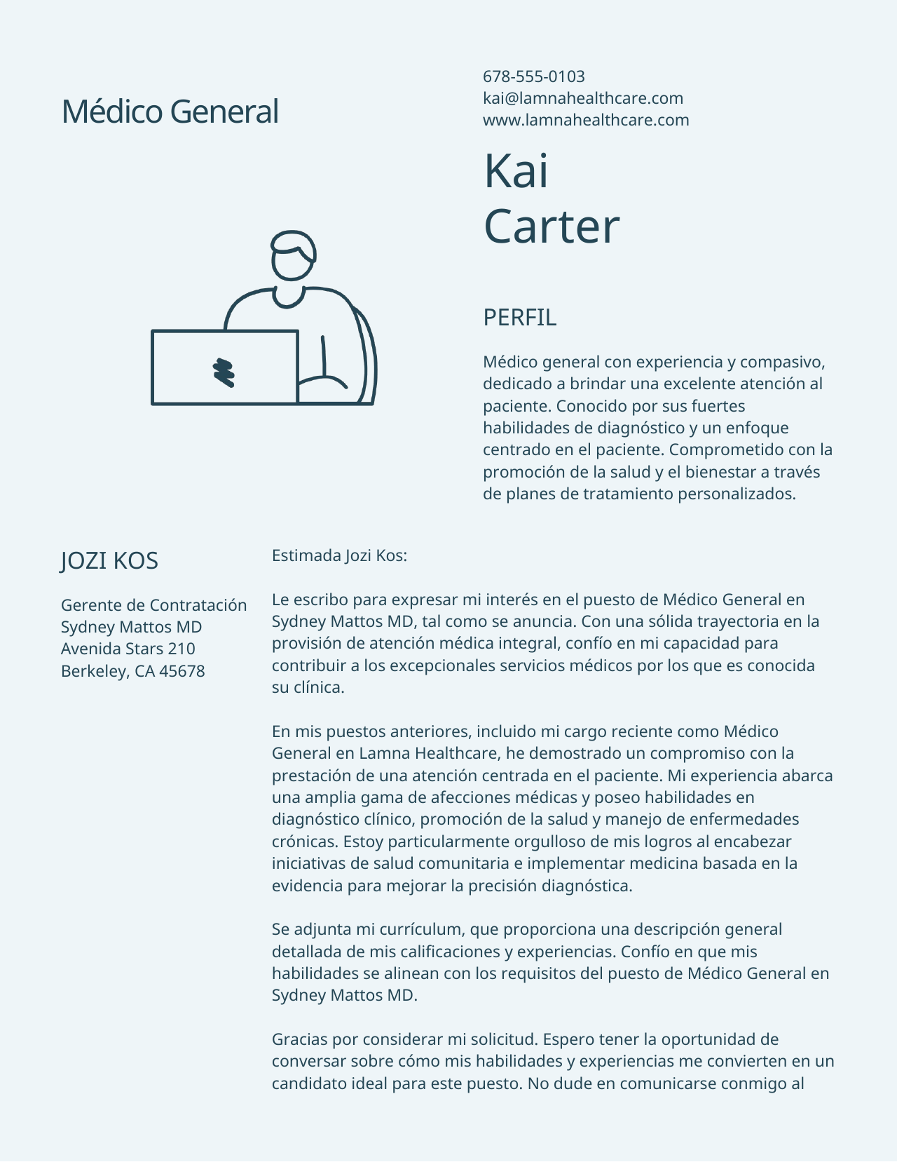 The same application letter after translation, with its typography and layout in place