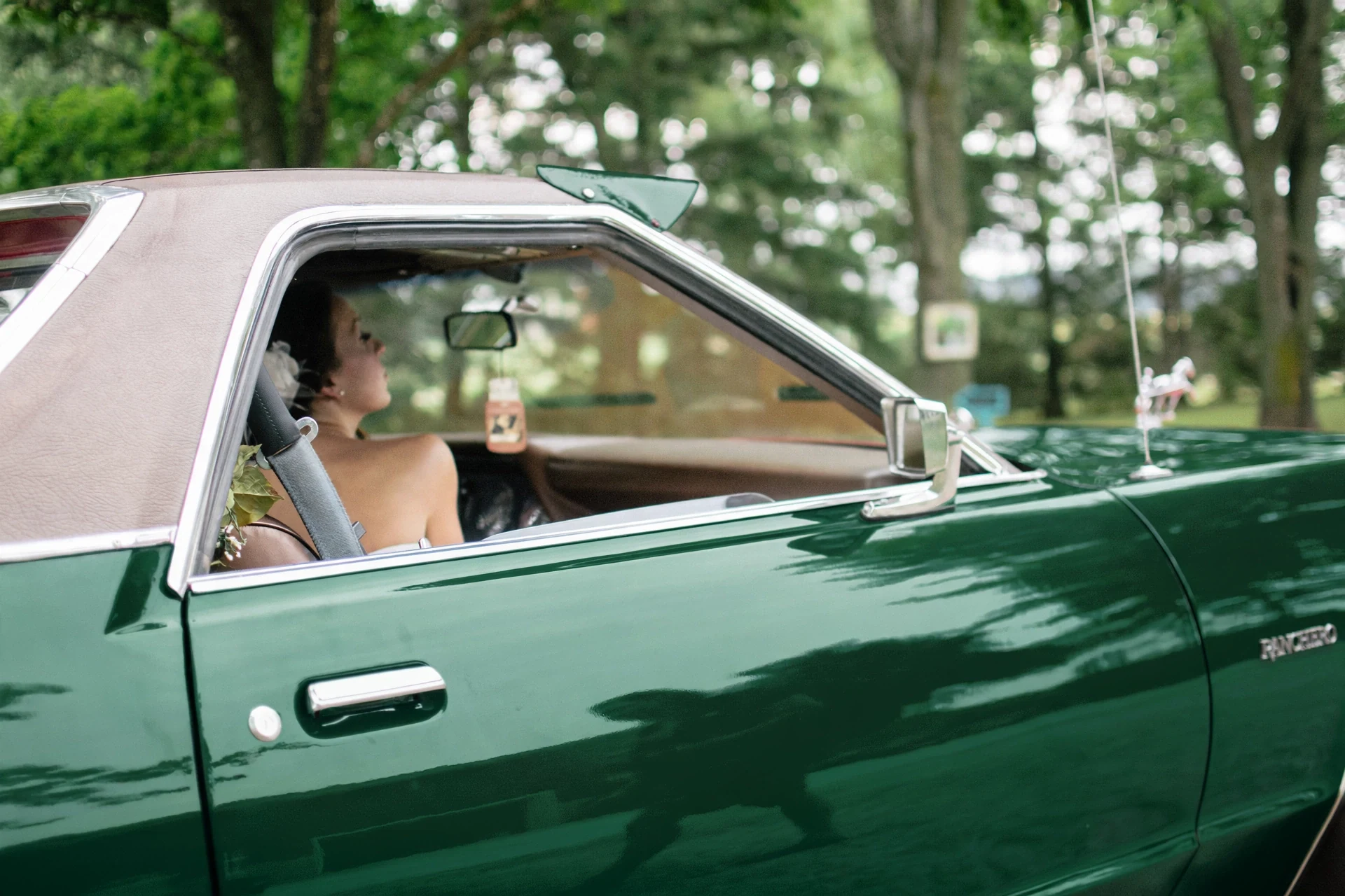 Vintage car recolored British racing green