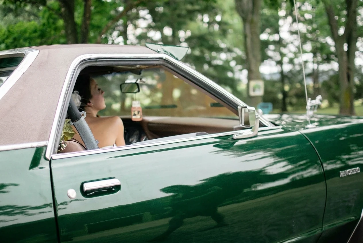 Vintage car recolored British racing green