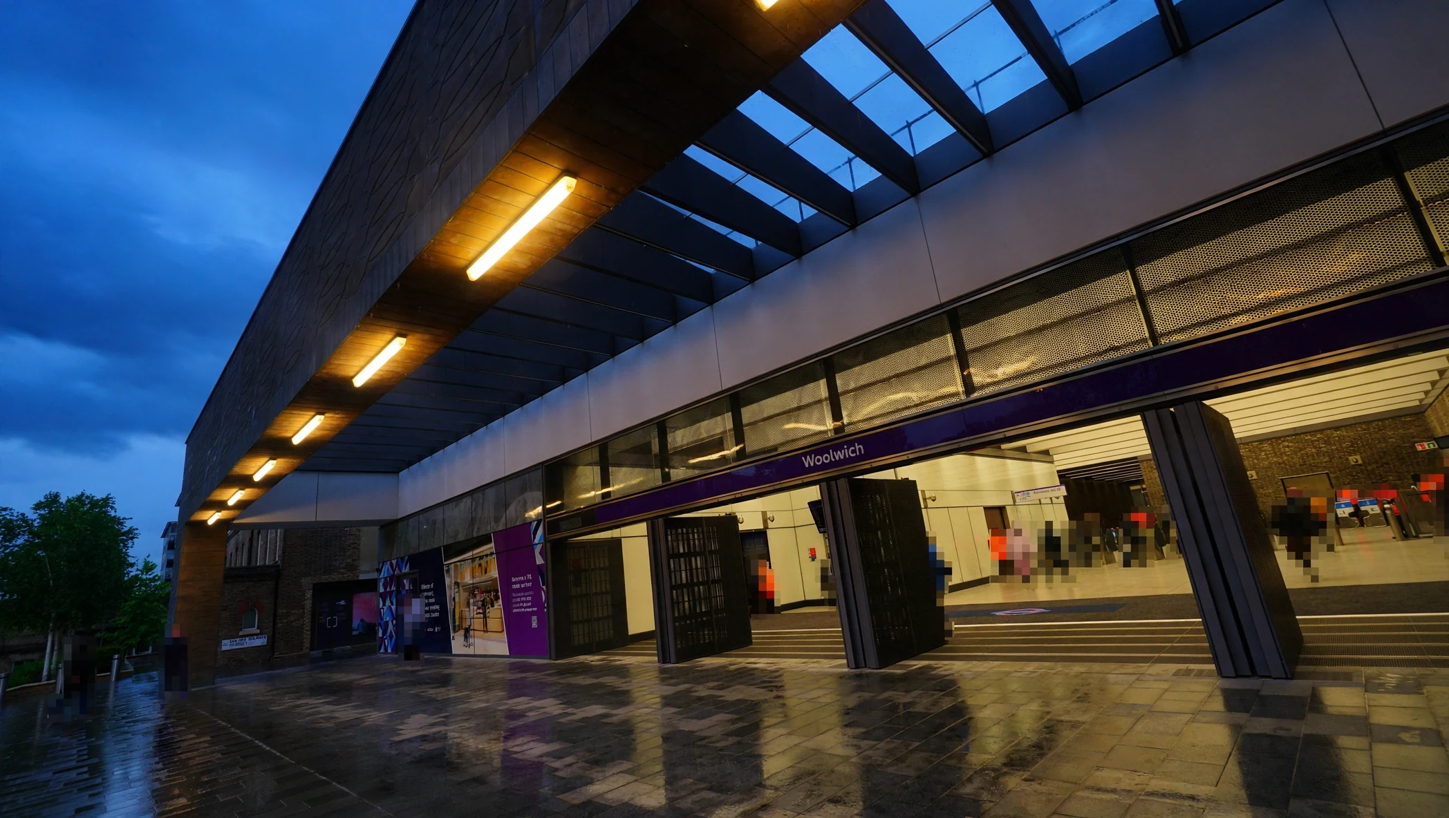 Woolwich station transformed to blue hour