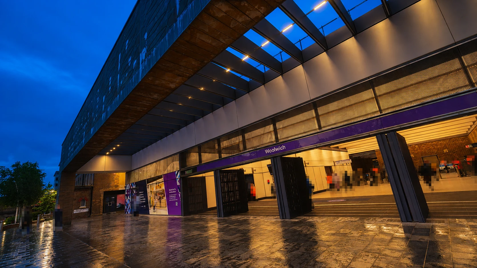 Woolwich station transformed to blue hour