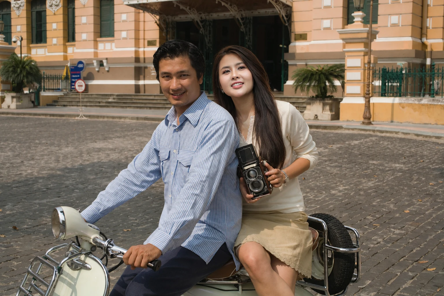 Girlfriend identity replacement in a tourist photograph