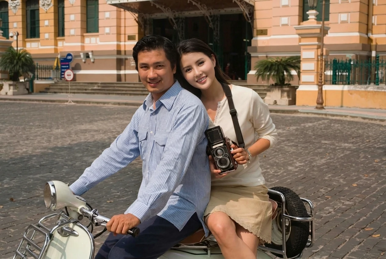 Girlfriend identity replacement in a tourist photograph